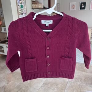 Frenchie Red Cable Knit Button Front Cardigan Sweater Baby Size 9M NWT